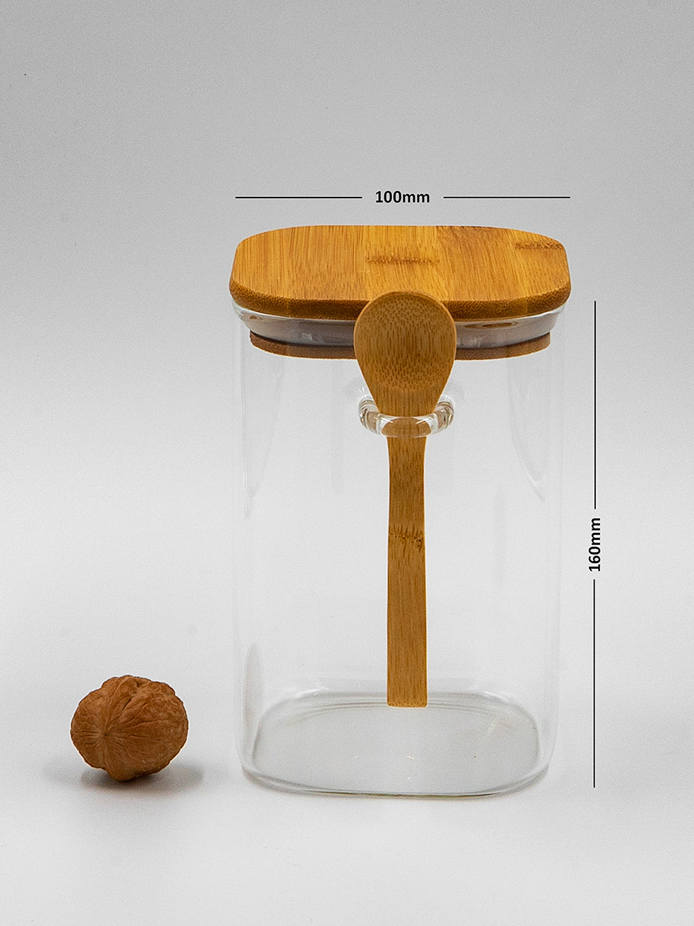 Square Pantry Jar (34 oz unit ) Bamboo lid
