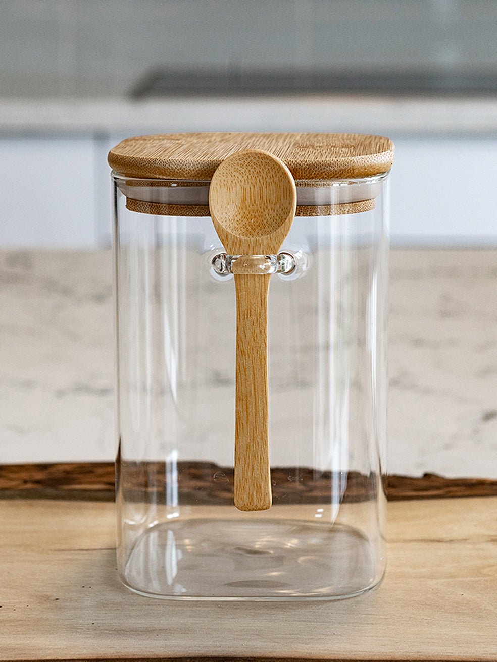 Square Pantry Jar (44 oz unit ) Bamboo lid