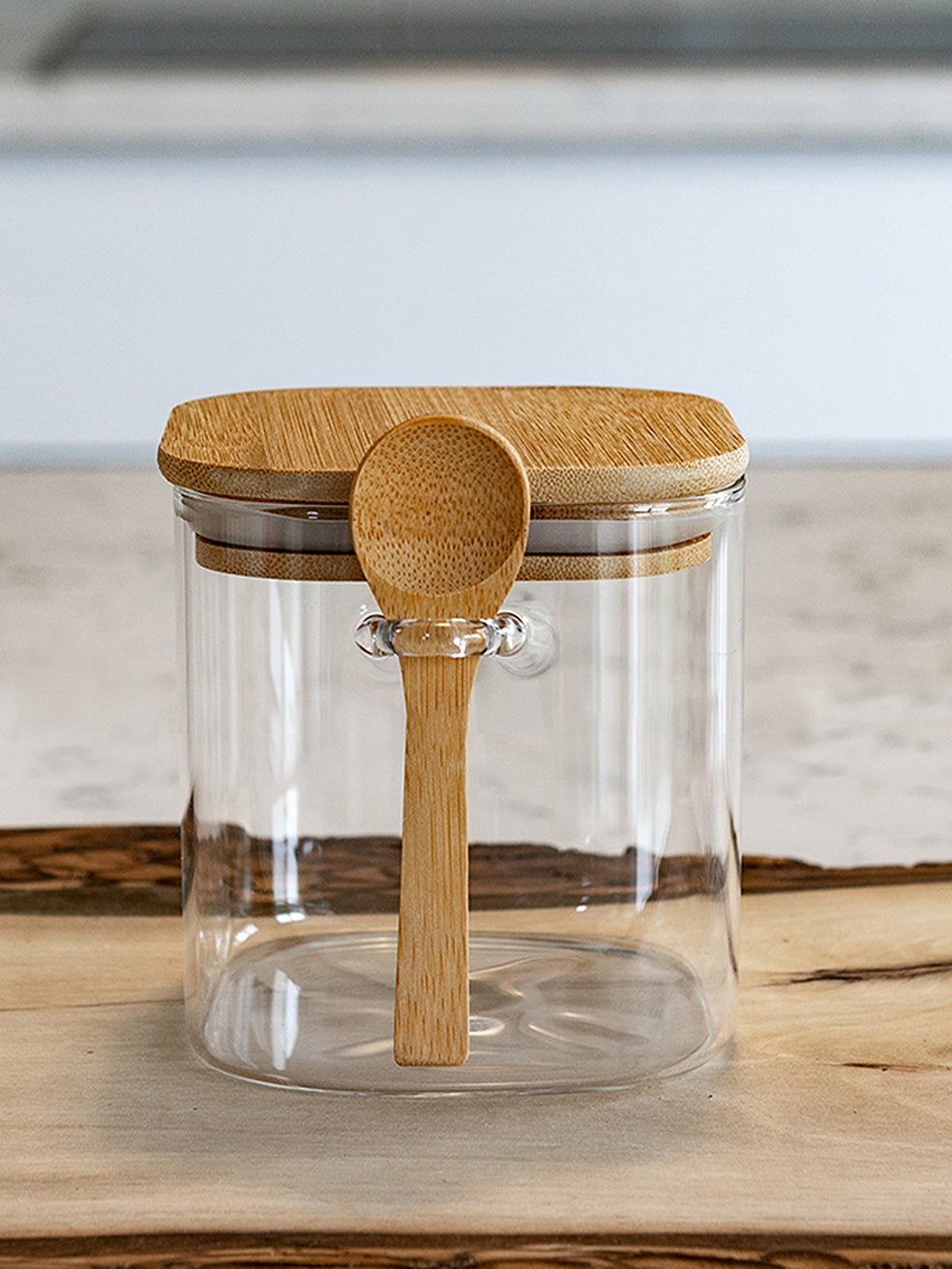 Square Pantry Jar (18 oz unit ) Bamboo lid