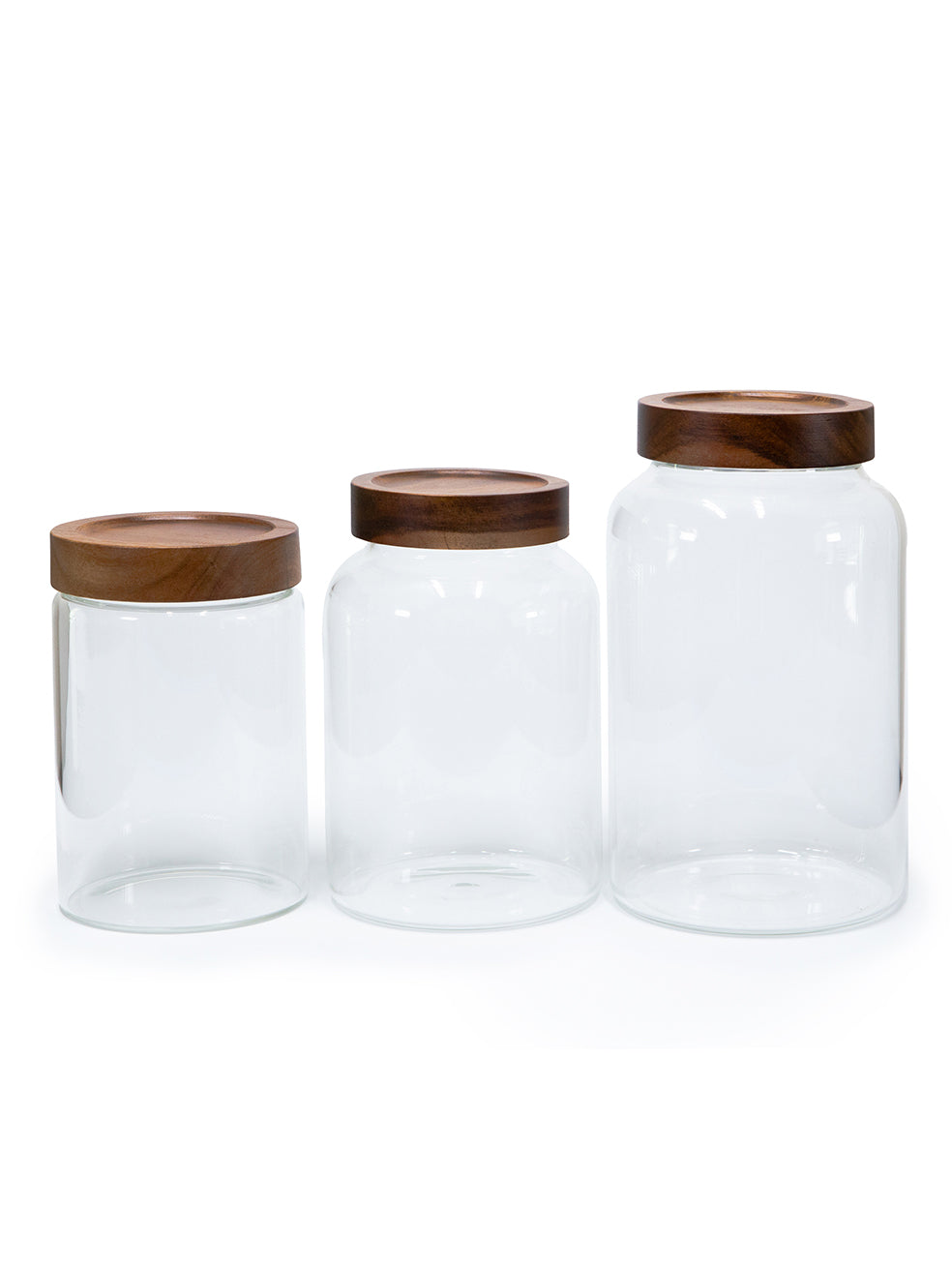 Set Of 3 Premium Large Acacia Lid Jars (50, 90, 120 Oz), Secure Lid Sp 