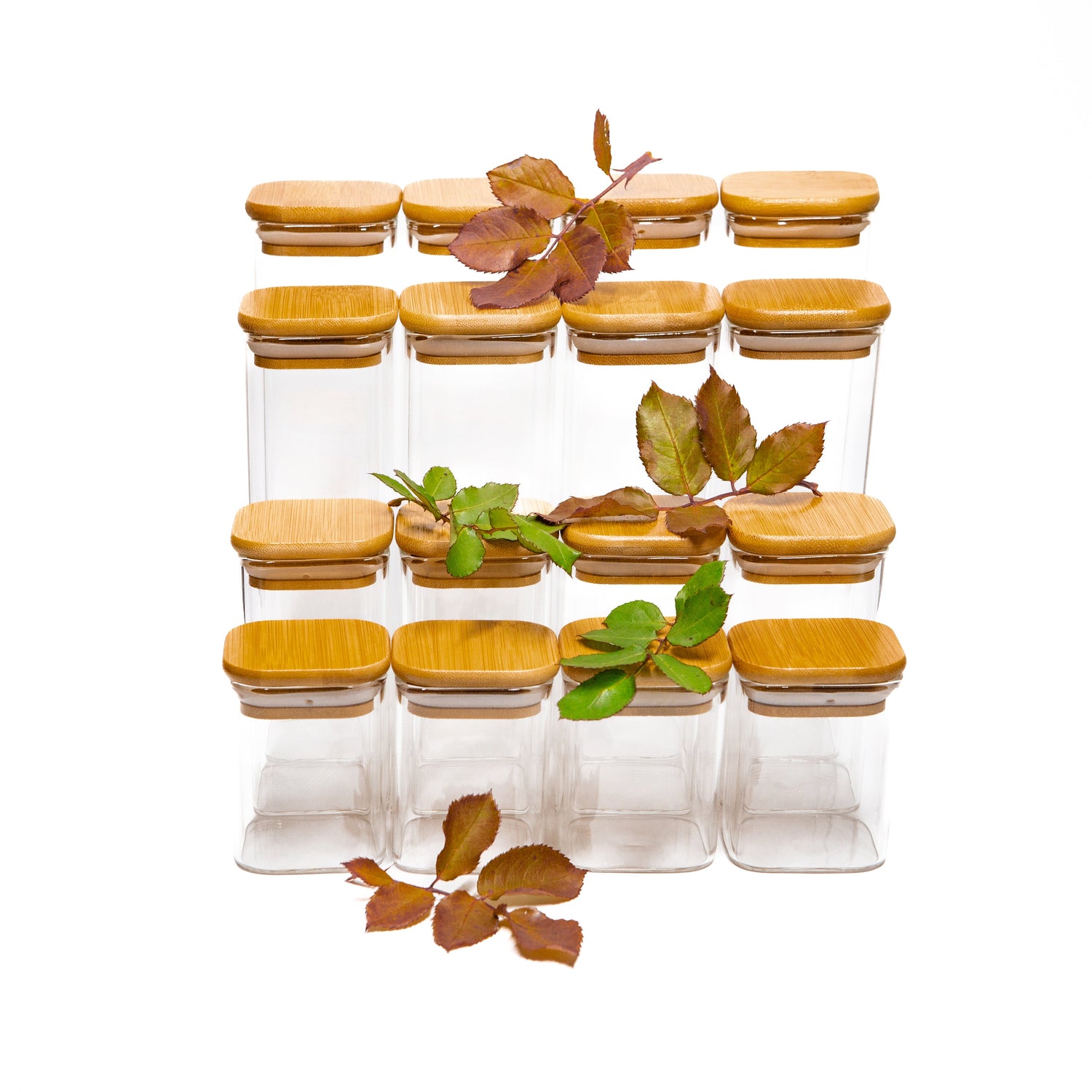 Units of Square Bamboo Lid Jars