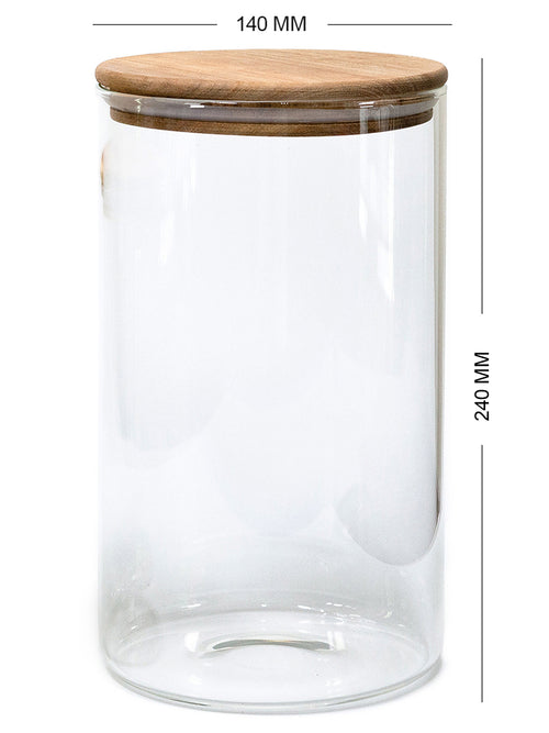 Set of 3 PREMIUM Acacia Lid Jars (120 oz) Gloss Containers with Lids, Premium Food Jars - Storage Containers - NEW
