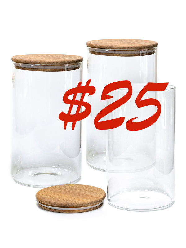 Set of 3 PREMIUM Acacia Lid Jars (120 oz) Gloss Containers with Lids, Premium Food Jars - Storage Containers - NEW