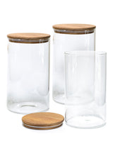 Set of 3 PREMIUM Acacia Lid Jars (120 oz) Gloss Containers with Lids, Premium Food Jars - Storage Containers - NEW