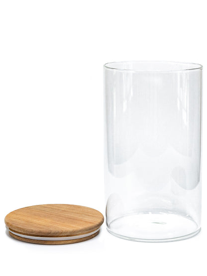 Units of 3 PREMIUM Acacia Lid Jars (50, 90, 120 oz) Gloss Containers with Lids, Premium Food Jars - Storage Containers-NEW