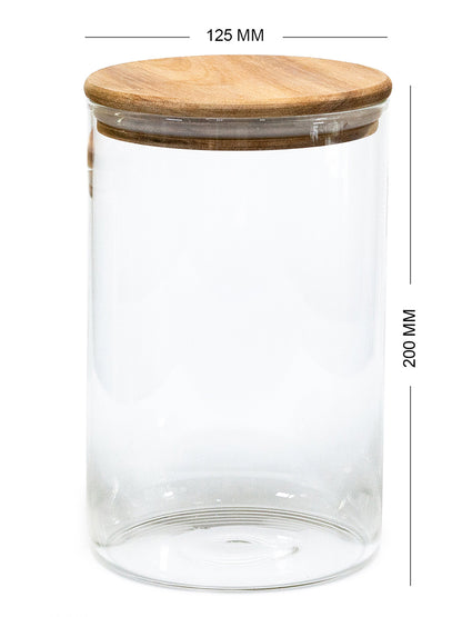 Units of 3 PREMIUM Acacia Lid Jars (50, 90, 120 oz) Gloss Containers with Lids, Premium Food Jars - Storage Containers-NEW