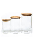 Set of 3 PREMIUM Acacia Lid Jars (50, 90, 120 oz) Gloss Containers with Lids, Premium Food Jars - Storage Containers - NEW