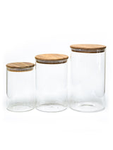 Set of 3 PREMIUM Acacia Lid Jars (50, 90, 120 oz) Gloss Containers with Lids, Premium Food Jars - Storage Containers - NEW