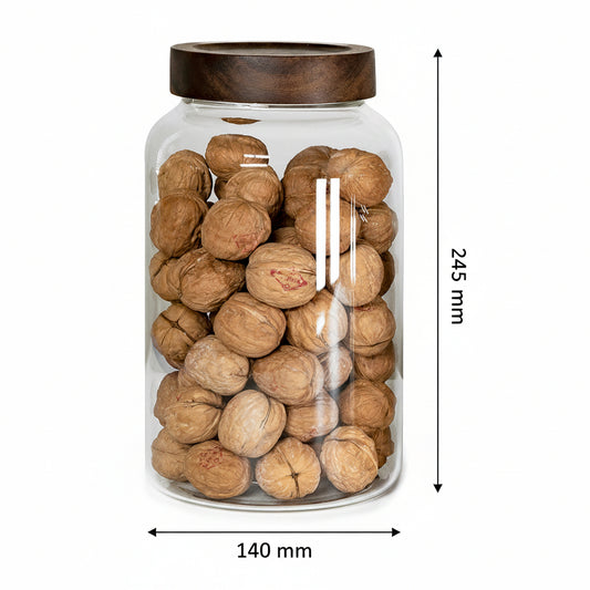 Round Pantry Jar (120 oz unit) Acacia screw lid