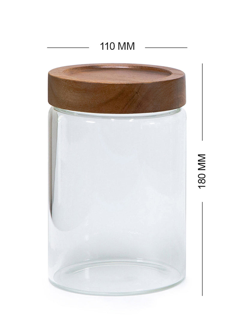 Set of 3 PREMIUM Large Acacia Lid Jars (50 oz), Secure Lid Spice Jars, Acacia Screw Cap Jars