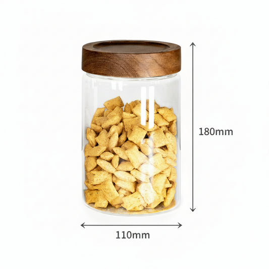 Round Pantry Jar (50 oz unit) Acacia screw lid