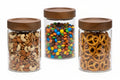 SET of 3 PREMIUM Large Acacia Lid Jars (50 oz), Secure Lid Spice Jars, Acacia Screw Cap Jars