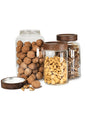 Bundle of 3 PREMIUM Acacia Lid Jars (50, 90, 120 oz), Secure Lid Spice Jars, Acacia Screw Cap Jars, Premium Food Jars - Storage Containers-NEW