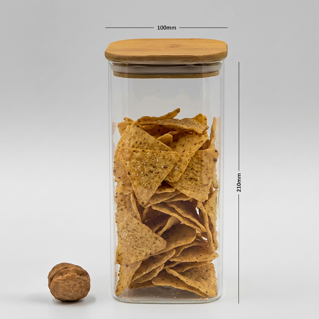 Square Jar (34 oz unit) Bamboo lid