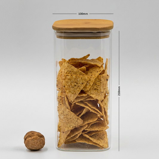 Square Jar (34 oz unit) Bamboo lid