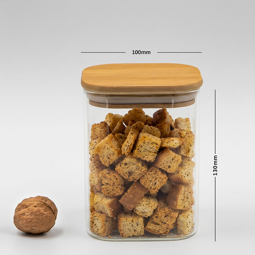 Square Jar (29 oz unit) Bamboo lid