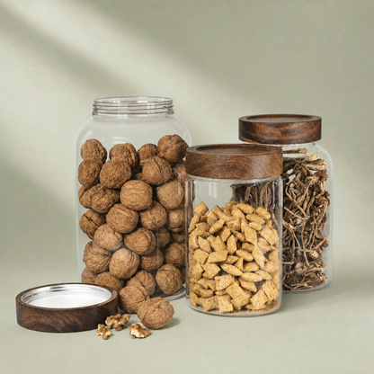 Round Pantry Jar (120 oz unit) Acacia screw lid