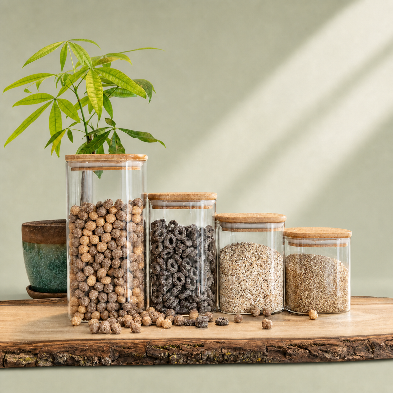 Square Jar (24 oz unit) Bamboo lid