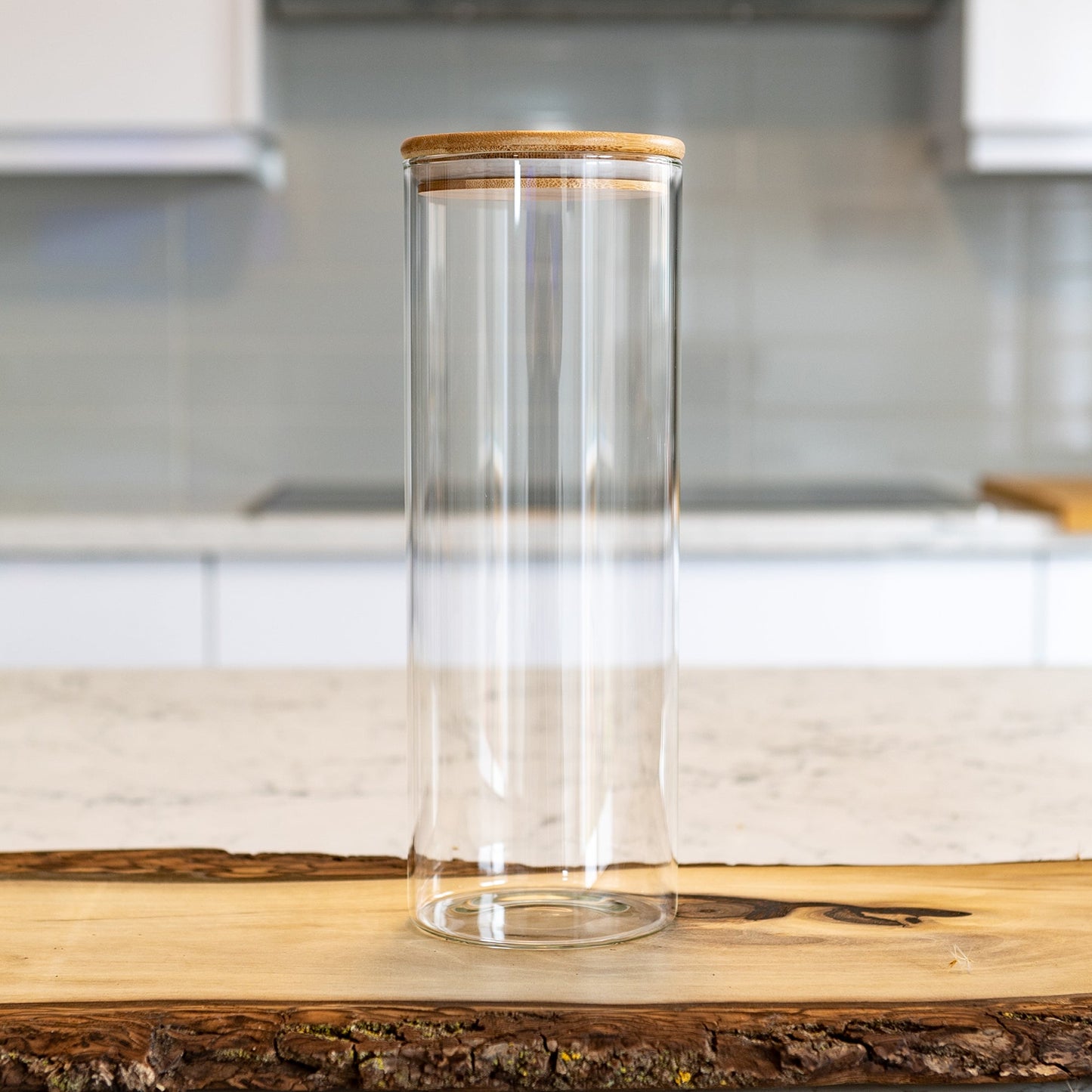 Units Of Round Bamboo Lid Jars (27 oz, 40 oz, 50 oz, 77 oz, 100 oz), Pasta Container,  Flour Container, Cereal Container