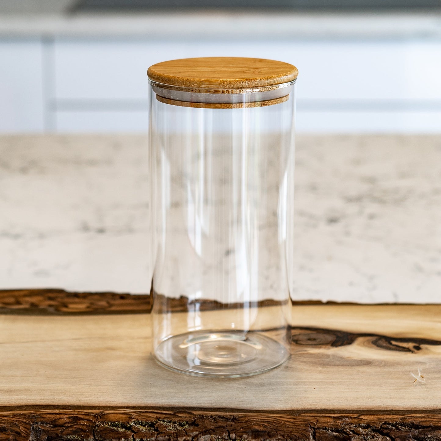 Units Of Round Bamboo Lid Jars (27 oz, 40 oz, 50 oz, 77 oz, 100 oz), Pasta Container,  Flour Container, Cereal Container