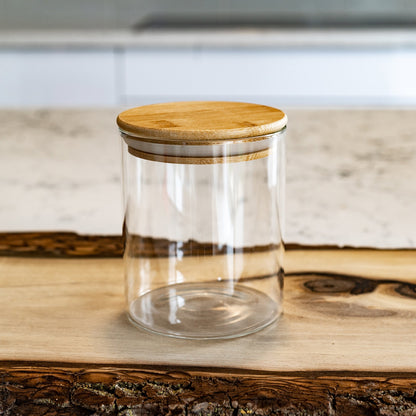 Units Of Round Bamboo Lid Jars (27 oz, 40 oz, 50 oz, 77 oz, 100 oz), Pasta Container,  Flour Container, Cereal Container