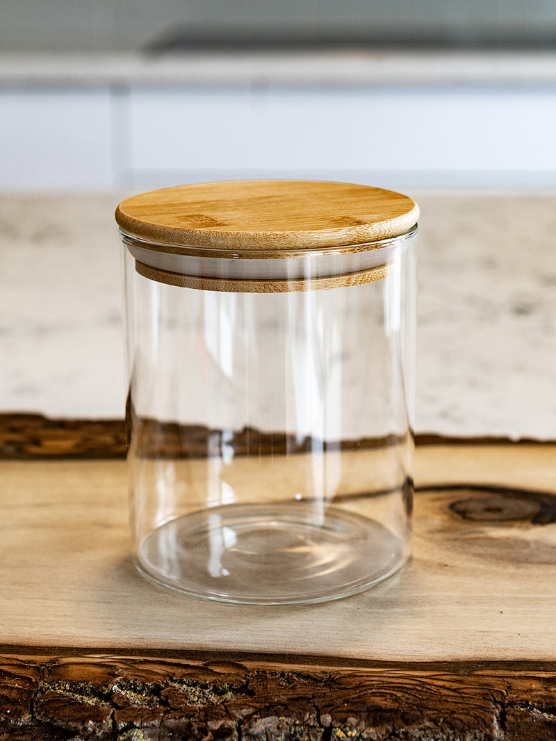 Round Bamboo Lid Jars (27, 40, 50, 77, 100 oz. ), Pasta Container,  Flour Container, Cereal Container