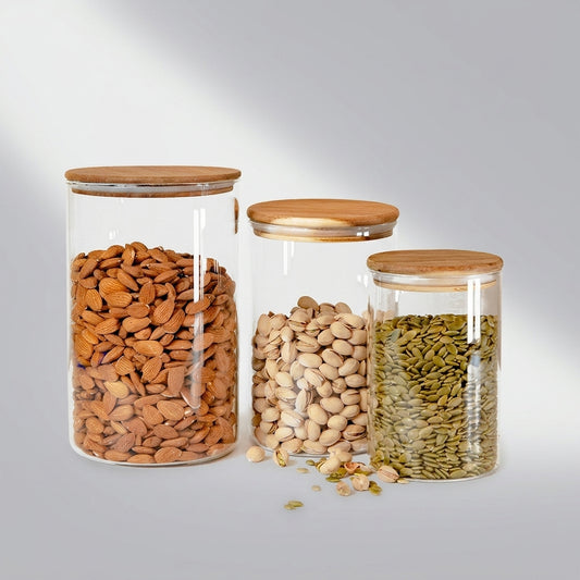 Bundle of 3 Acacia Lid Jars (50, 90, 120 oz)