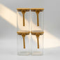 Bundle of 4 Square Glass Jars (44 oz) with spoon