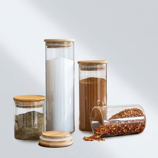 Bundle of Round Jars (8.5 oz, 10 oz, 12 oz, 15 oz)Bamboo lid