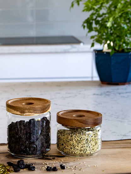 Bundle of 4 same size, Vianna Acacia Lid Jars (15 oz), Spice Containers, Acacia Lid Jars
