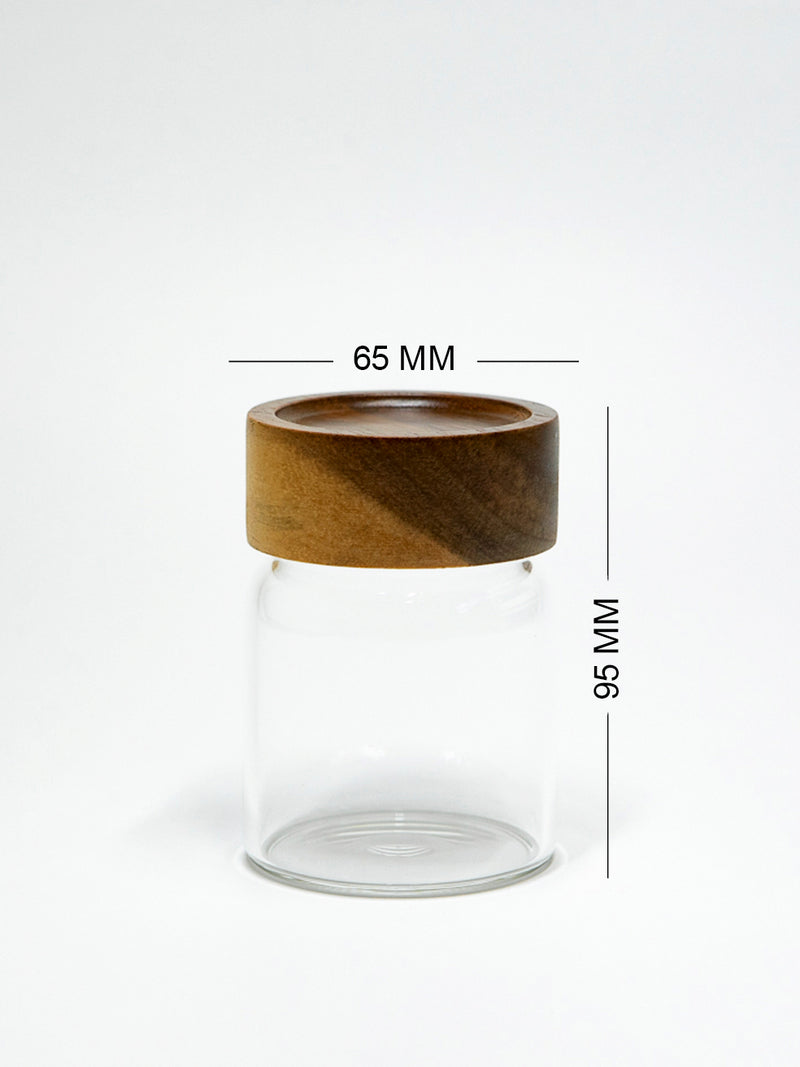 Set of 4 PREMIUM Acacia Lid Spice Jars (3.3, 5.5, 7.5 and 9.5 oz), Secure Lid Spice Jars, Acacia Screw Cap Jars