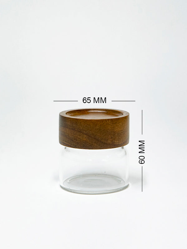 Set of 4 PREMIUM Acacia Lid Spice Jars (3.3, 5.5, 7.5 and 9.5 oz), Secure Lid Spice Jars, Acacia Screw Cap Jars