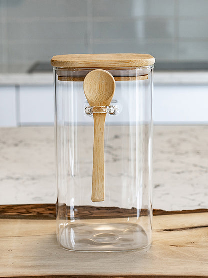 Units of Tea & Coffee Square Storage Jars (18.5 oz, 25 oz, 34 oz, 44 oz), Airtight Container, Food Containers, glass containers with lids