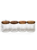 Set of 4 Vianna Acacia Lid Spice Jars (8.5 oz, 15 oz, 25 oz, 32 oz), Spice Containers, Acacia Lid Jars