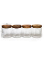 Bundle of Vianna Acacia Lid Spice Jars 3.5" Wide (90mm), (8.5 oz, 15 oz, 25 oz, 32 oz) Spice Containers, Acacia Lid Jars