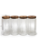 Set of 4 Vianna Acacia Lid Spice Jars (8.5 oz, 15 oz, 25 oz, 32 oz), Spice Containers, Acacia Lid Jars