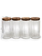 Bundle of Vianna Acacia Lid Spice Jars 3.5" Wide (90mm), (8.5 oz, 15 oz, 25 oz, 32 oz) Spice Containers, Acacia Lid Jars