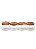 Set of 4 Vianna Acacia Lid Spice Jars (8.5 oz, 15 oz, 25 oz, 32 oz), Spice Containers, Acacia Lid Jars