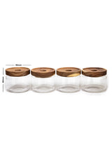Set of 4 Vianna Acacia Lid Spice Jars (8.5 oz, 15 oz, 25 oz, 32 oz), Spice Containers, Acacia Lid Jars