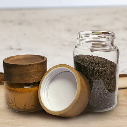 Round Jar (9 oz unit) Acacia Screw Lid