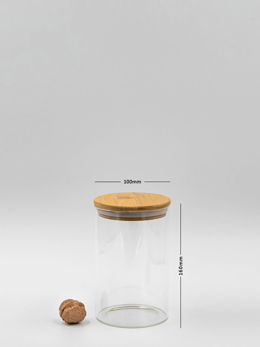 Set of 5 Round Bamboo Lid Jars (27, 40, 50, 77, 100 oz. ), Pasta Container,  Flour Container, Cereal Container
