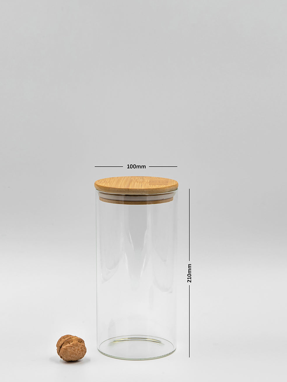 Set of 5 Round Bamboo Lid Jars (27, 40, 50, 77, 100 oz. ), Pasta Container,  Flour Container, Cereal Container