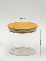 Set of 2 Round Bamboo Lid Jars (34,51 oz. ), Cereal Container, Flour Container, Lasagna Container