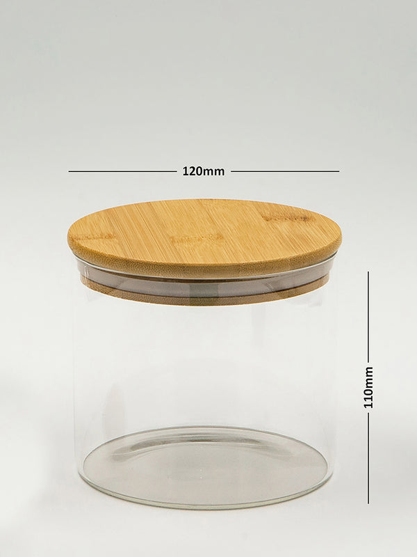 Round Bamboo Lid Jars (34,51 oz. ), Cereal Container, Flour Container, Lasagna Container