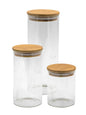 Bundle of 3 Round Bamboo Lid Jars (17, 27, 32 oz.), Airtight Container, Food Storage Container,