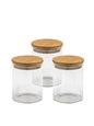 Bundle of 3 same size Round Bamboo Lid Jars (17 oz), Airtight Container, Food Storage Container