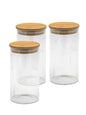 Bundle of 3 same size, Round Bamboo Lid Jars (27 oz), Airtight Container, Food Storage Container