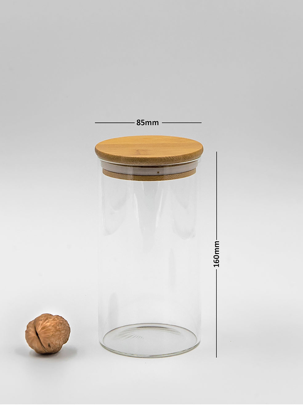 Set of 3 Round Bamboo Lid Jars (17 oz, 27 oz, 32 oz), Airtight Container, Food Storage Container,