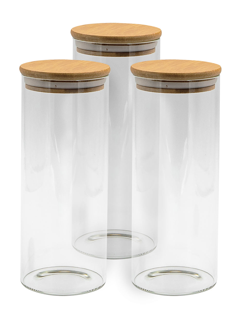 Set of 3 Round Bamboo Lid Jars (17 oz, 27 oz, 32 oz), Airtight Container, Food Storage Container,