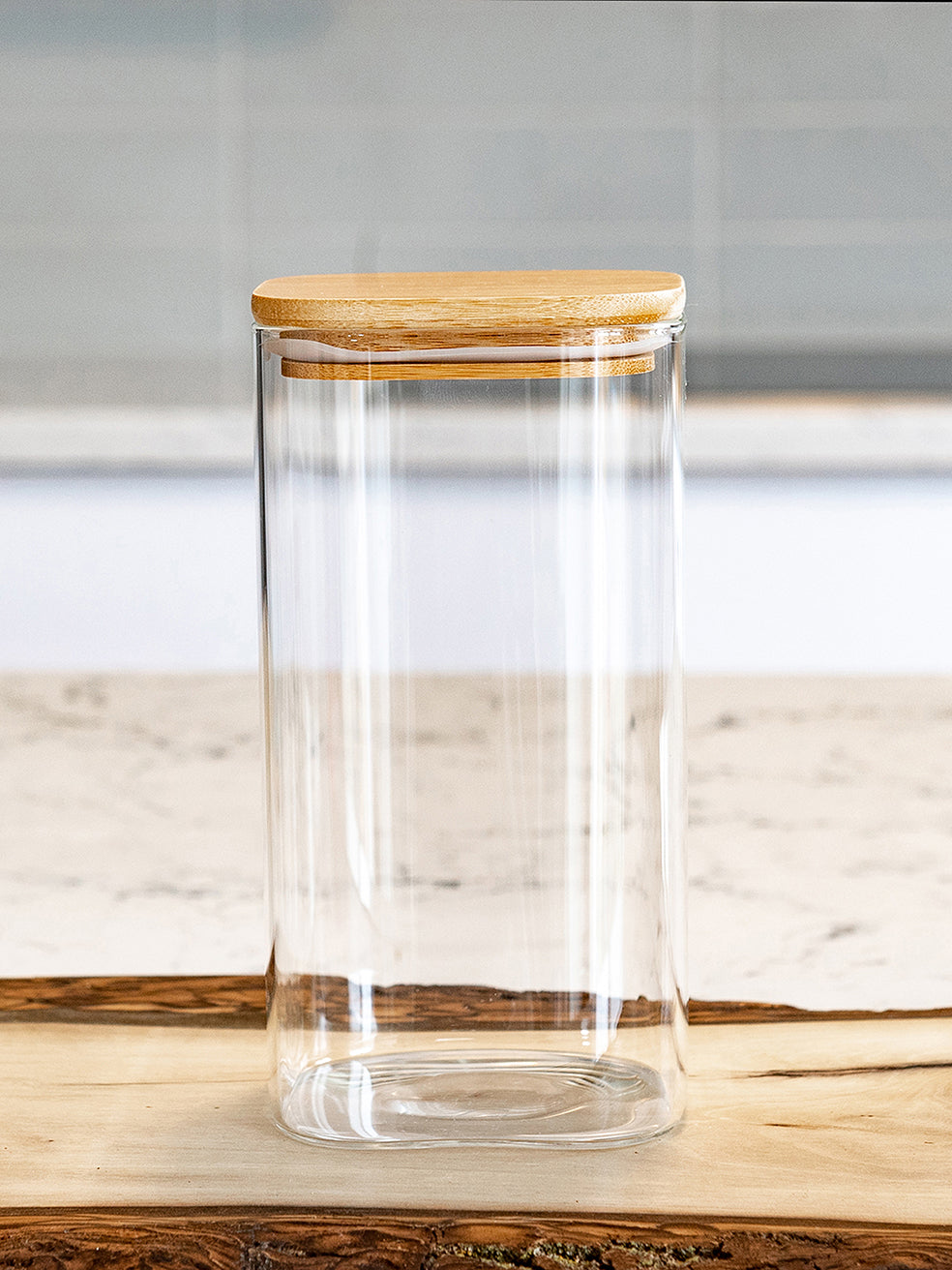 Units of Square Bamboo Jars (24 oz, 29 oz, 34 oz, 44 oz), Pantry Storage Containers, Flour Container, Cereal Container